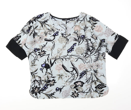 George Womens Blue Floral  Basic Blouse Size 12