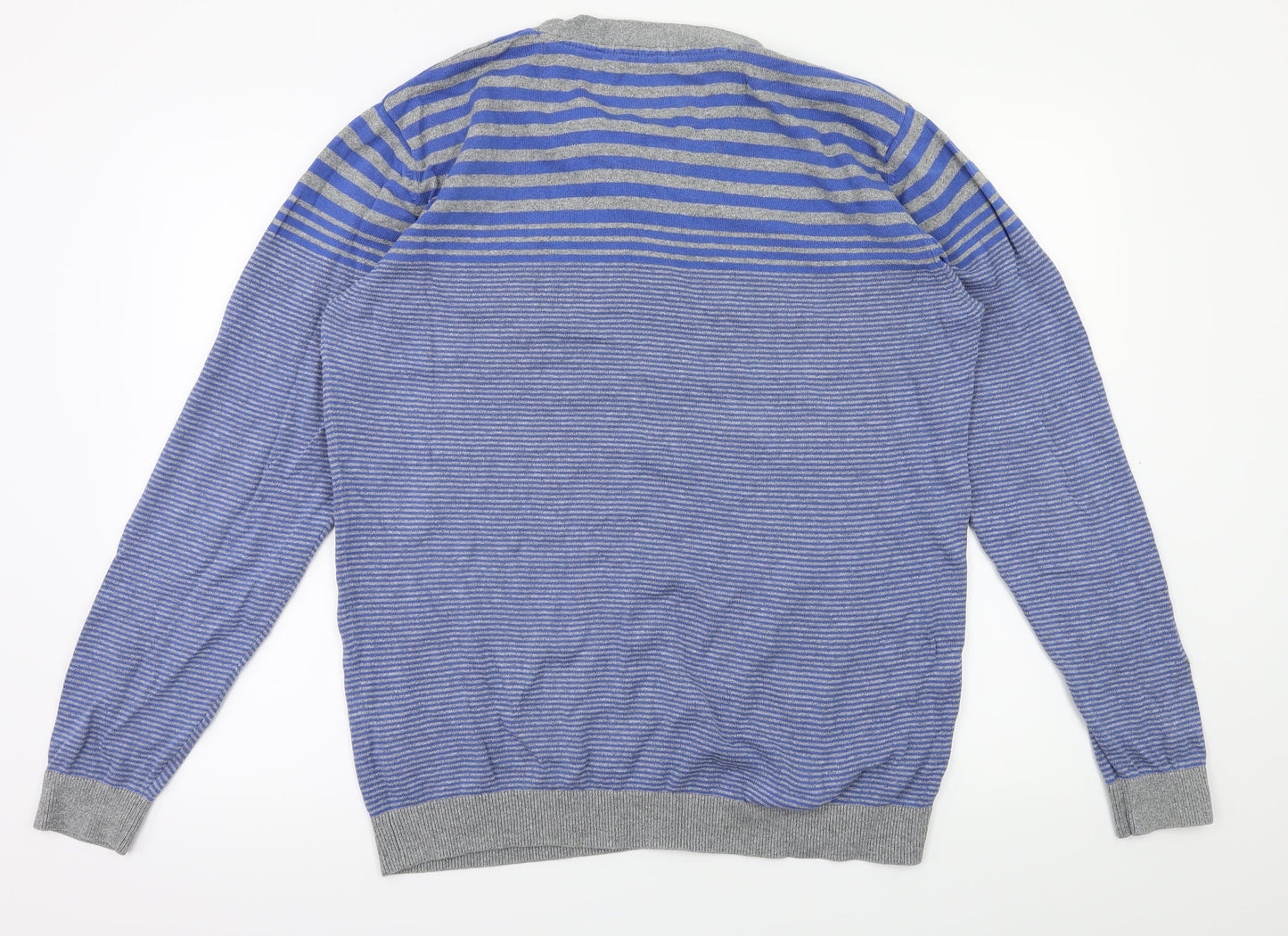 NEXT Mens Blue Striped  Pullover Hoodie Size L
