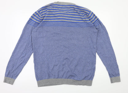 Back view of Next men’s blue striped pullover hoodie, size L