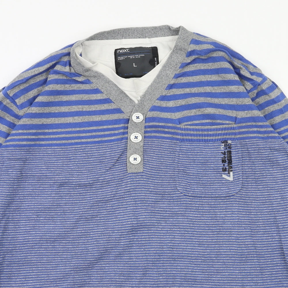 NEXT Mens Blue Striped  Pullover Hoodie Size L
