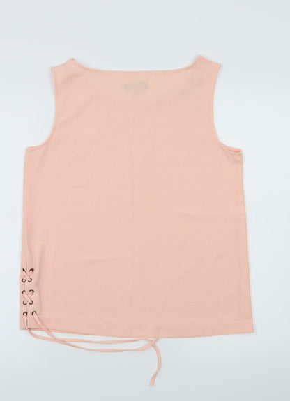 Back view of Essentials women’s pink basic t-shirt, size UK 10