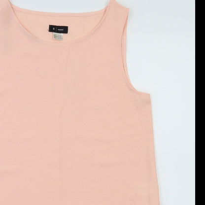 Close-up detail of Essentials women’s pink basic t-shirt, size UK 10