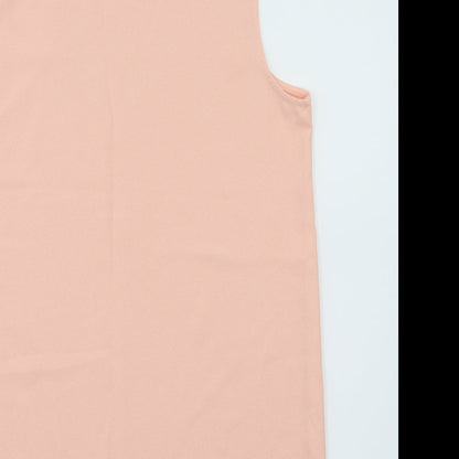 Brand and care label for Essentials women’s pink basic t-shirt, size UK 10