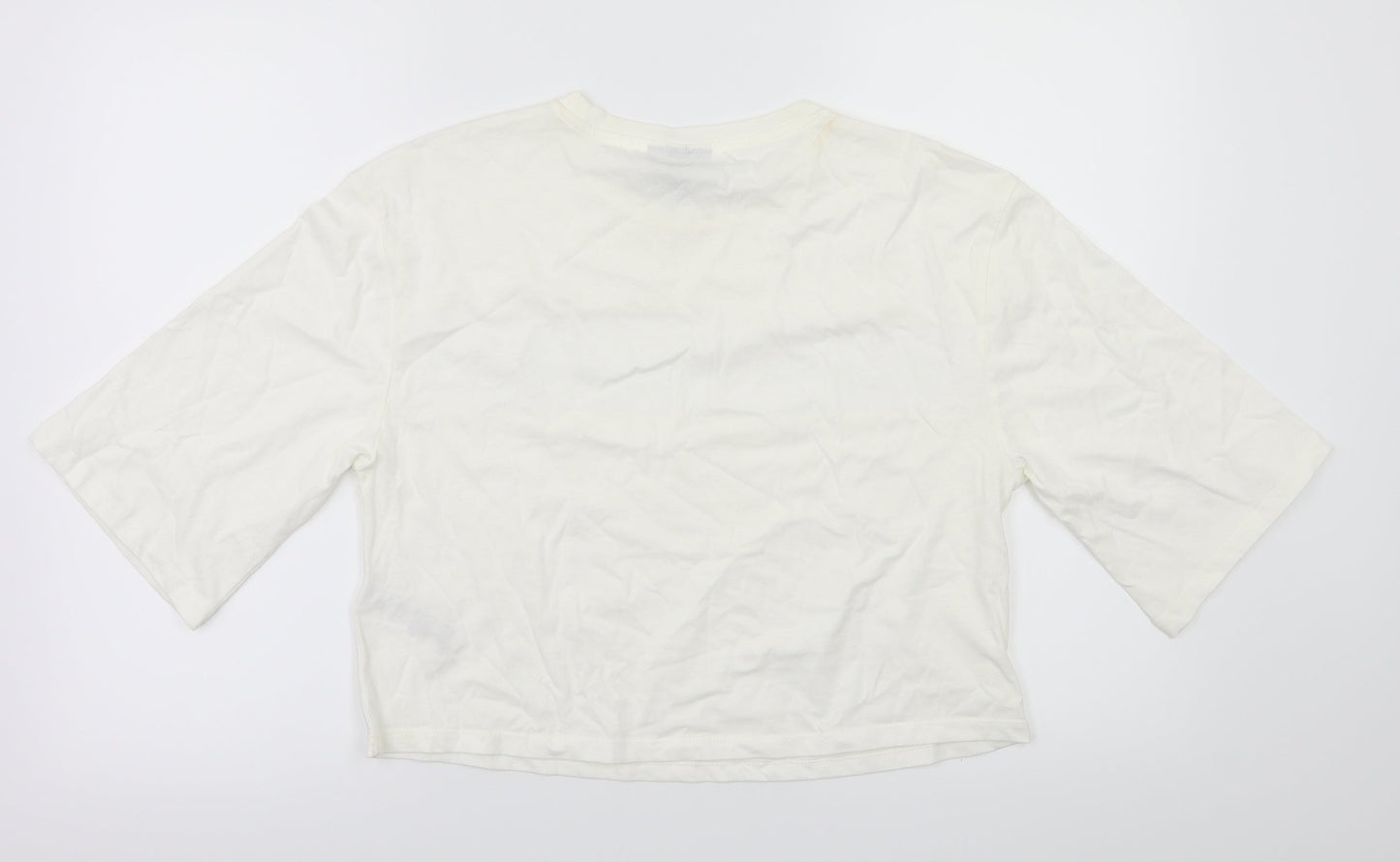 Topshop Womens White Floral  Basic T-Shirt Size 10