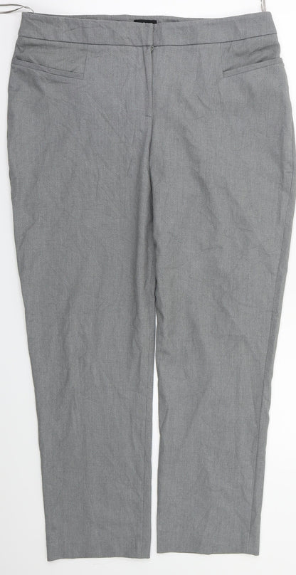Additional front view of ASOS women’s grey trousers, size UK 14, 28-inch leg