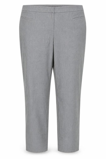 Front view of ASOS women’s grey trousers, size UK 14, 28-inch leg