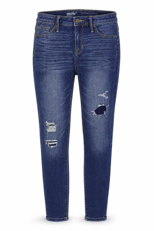 Front view of Denim women’s blue skinny jeans, size UK 6, 26-inch leg - ripped jeans