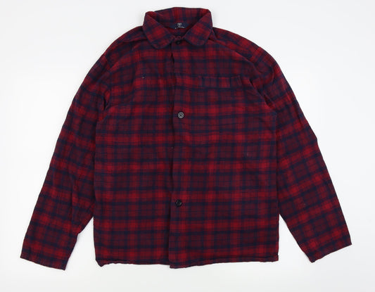 M&S Mens Red Check   Button-Up Size M