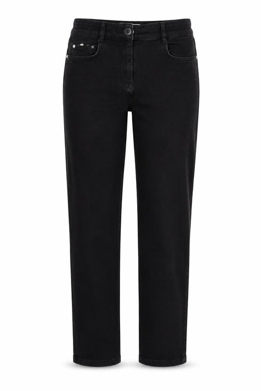 Front view of Mary Portas women’s black skinny jeans, size UK 12, 30-inch leg