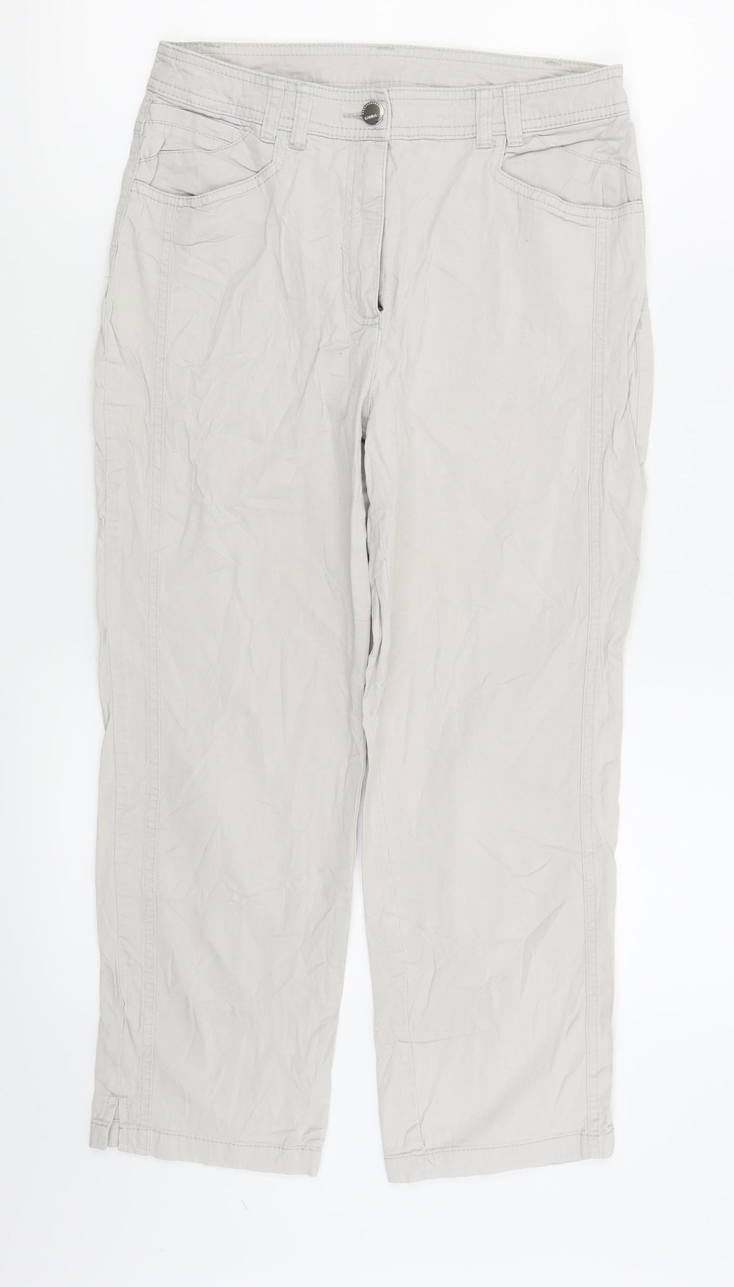 Canda Womens Grey   Capri Trousers Size 10 L22 in