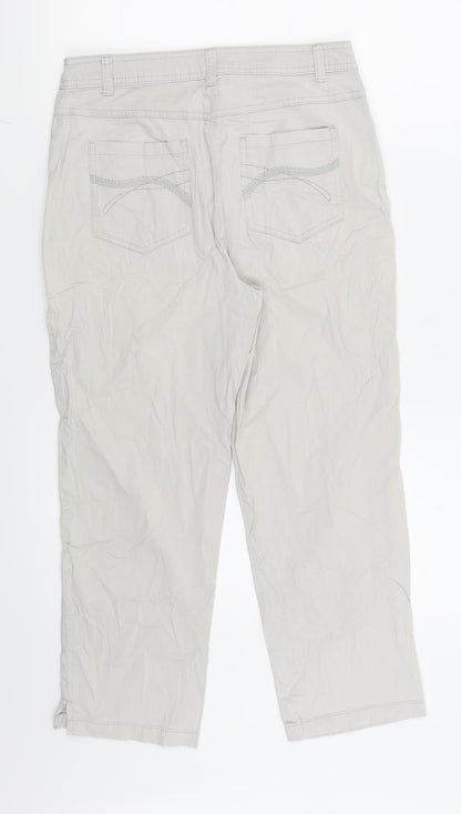 Back view of Canda women’s grey capri trousers, size UK 10, 22-inch leg