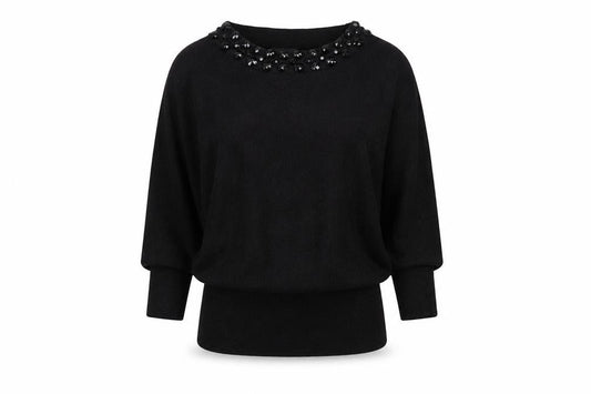 Front view of Wallis women’s black jumper, size S, - cold shoudler
