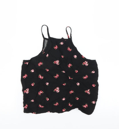 Additional front view of New Look girls’ black floral basic blouse, size 10, years
