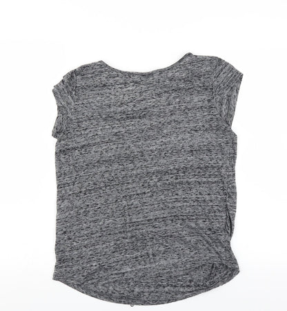 Back view of H&M women’s grey basic t-shirt, size M, - feel free have fun