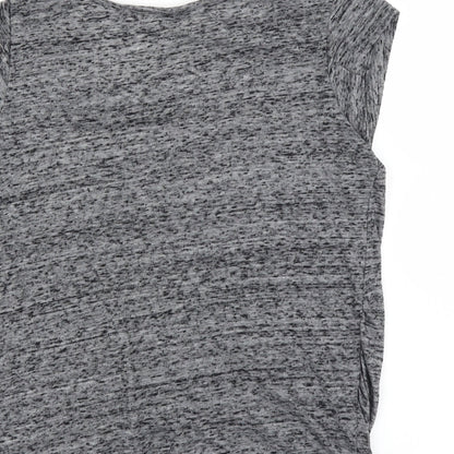 Brand and care label for H&M women’s grey basic t-shirt, size M, - feel free have fun
