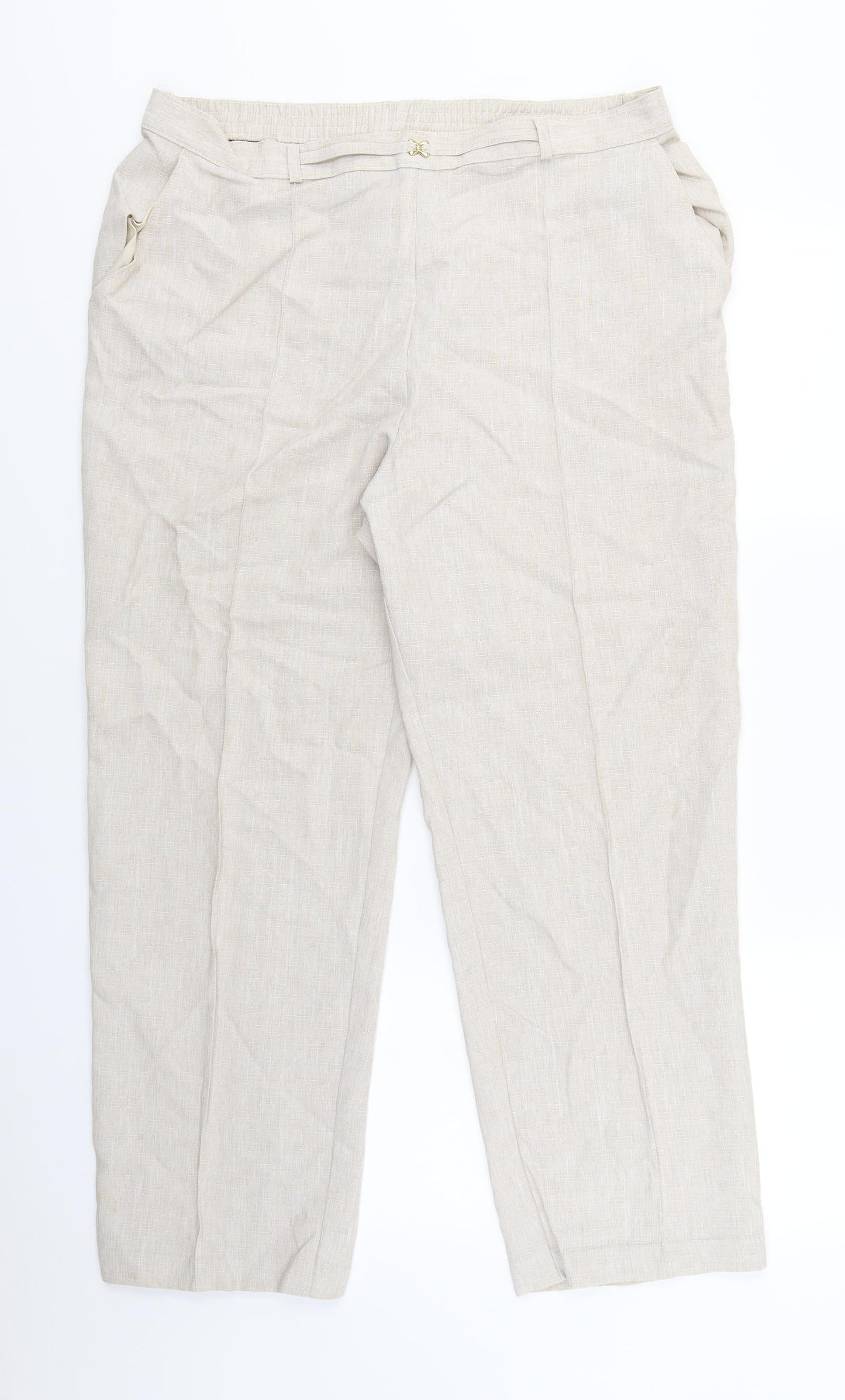 Marks and Spencer Womens Beige  Rayon Trousers  Size 16 L28 in