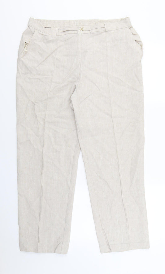 Marks and Spencer Womens Beige  Rayon Trousers  Size 16 L28 in