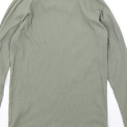 Brand and care label for Brave Soul women’s green knit jumper, size M