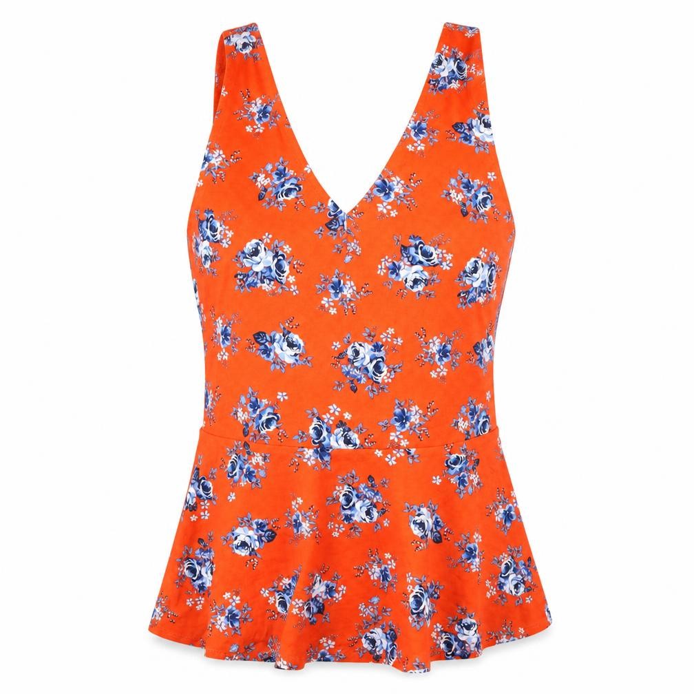 New Look Womens Red Floral Jersey Basic Tank Size 8