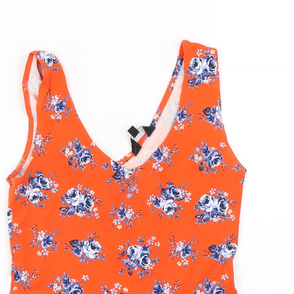 New Look Womens Red Floral Jersey Basic Tank Size 8