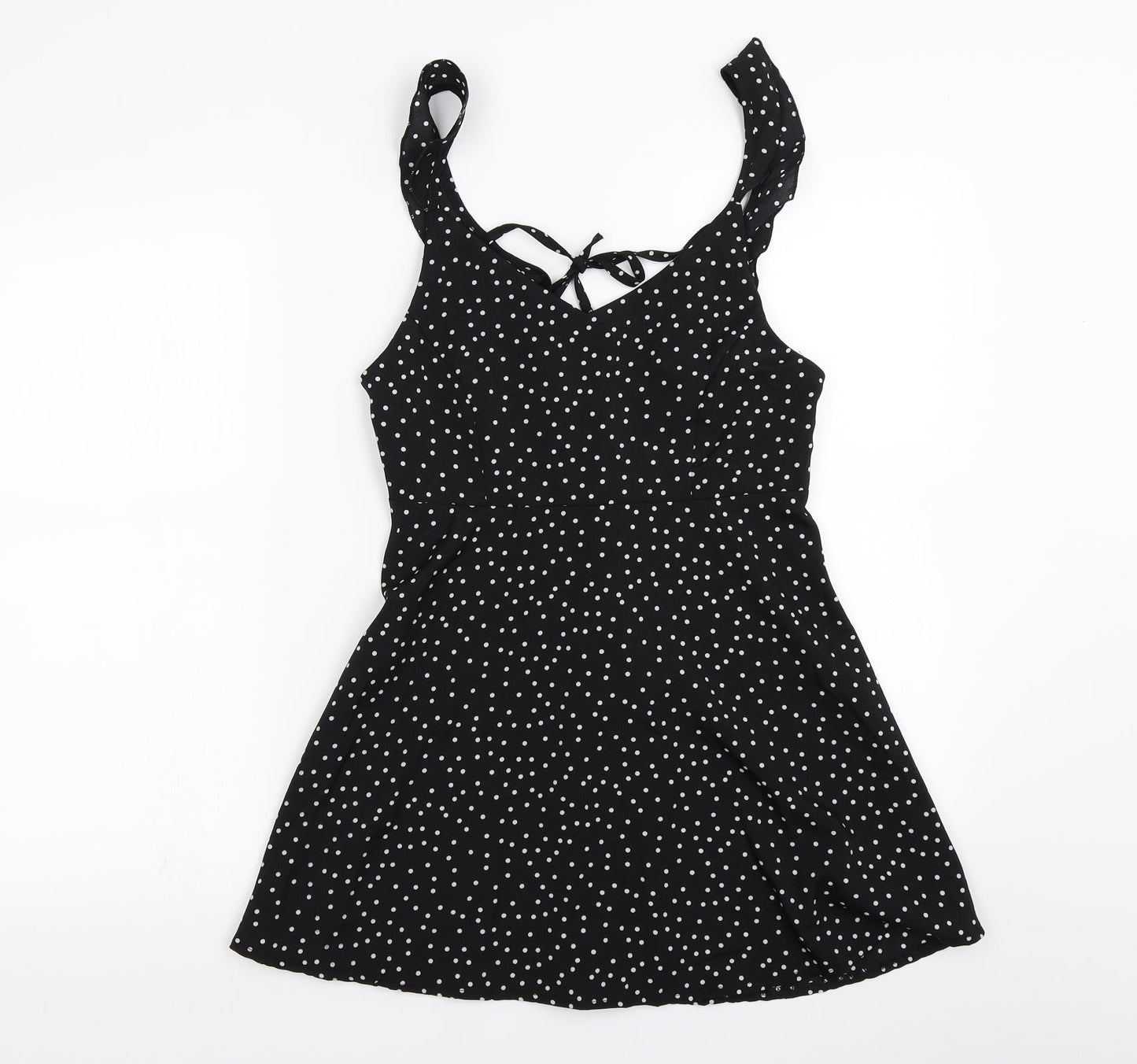 Preworn Womens Black Polka Dot Chiffon Camisole Blouse Size M