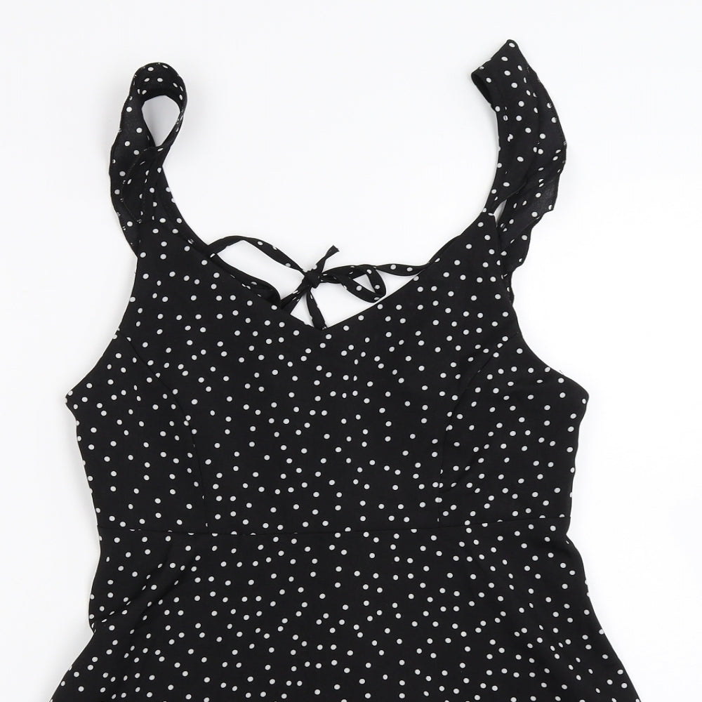 Preworn Womens Black Polka Dot Chiffon Camisole Blouse Size M