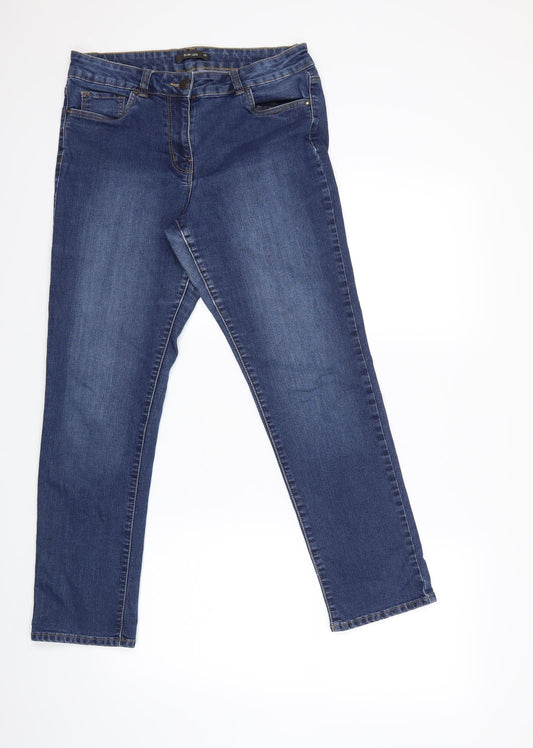 Preworn Womens Blue  Denim Straight Jeans Size 12 L26 in