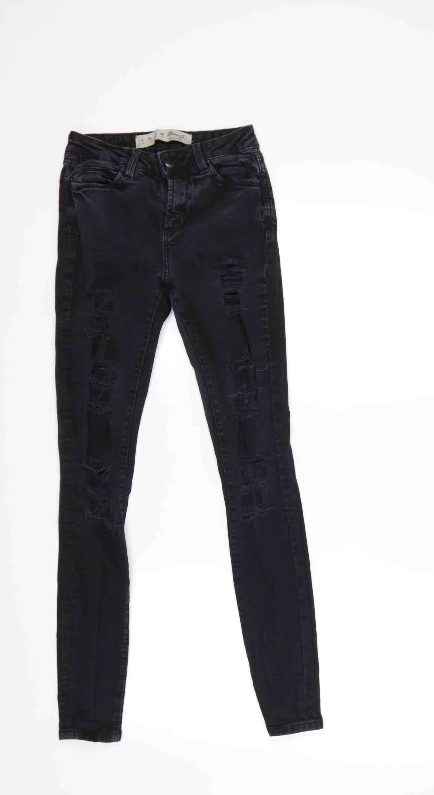 Denim & Co. Womens Black  Denim Skinny Jeans Size 6 L28 in - extreme rip