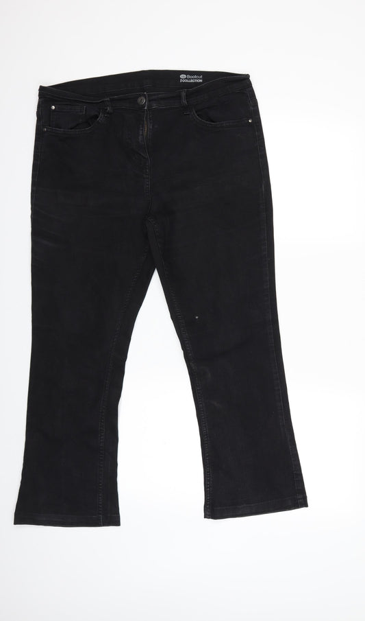 Preworn Womens Black  Denim Bootcut Jeans Size 14 L25 in