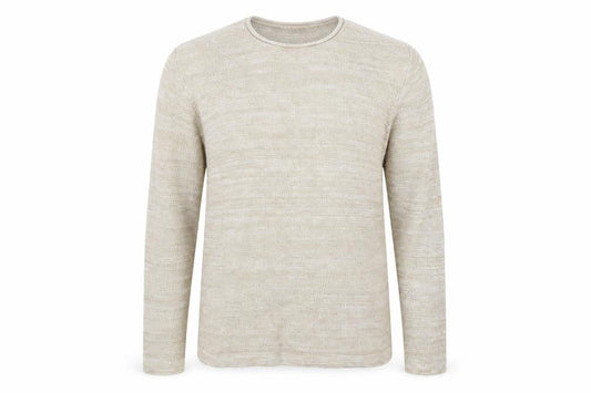 Front view of Tu men’s beige knit jumper, size L