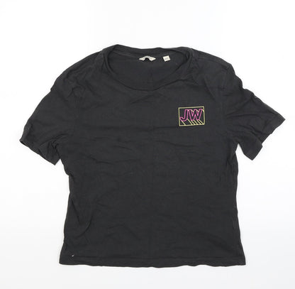 Additional front view of Jack Wills women’s black basic t-shirt, size UK 6