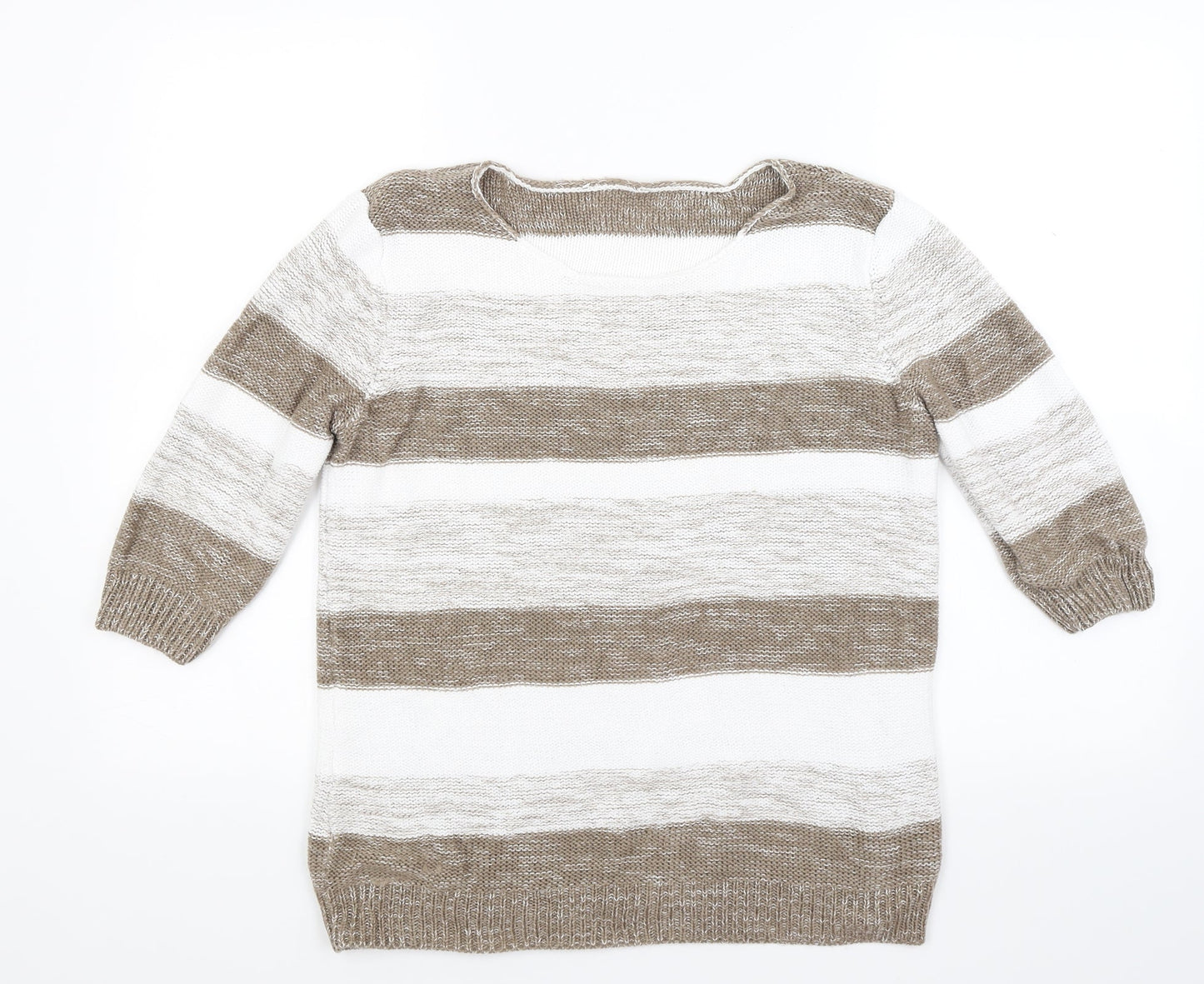 Preworn Womens Brown Striped Knit Pullover Jumper Size M