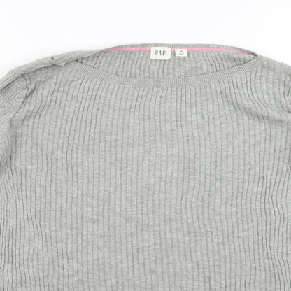 Close-up detail of Gap women’s grey knit jumper, size M