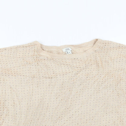 Close-up detail of River Island women’s pink jumper, size UK 14