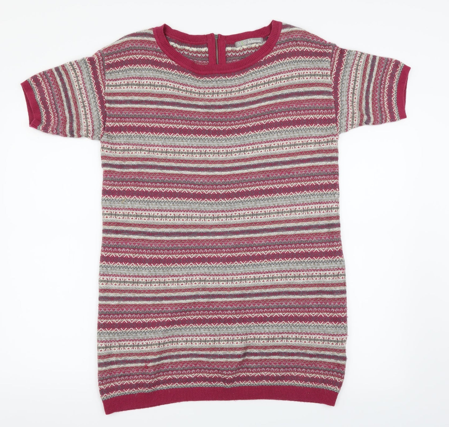 M&S Womens Pink Herringbone  Pullover Jumper Size 10