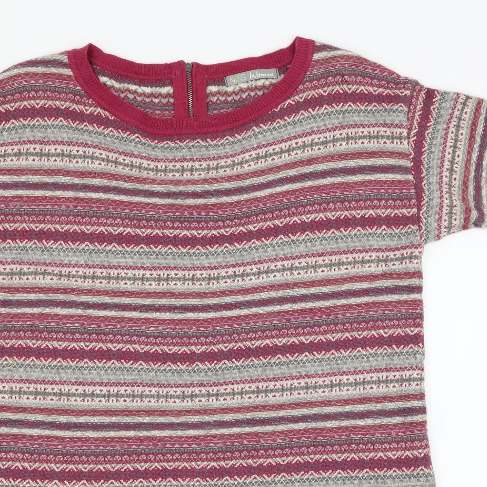 M&S Womens Pink Herringbone  Pullover Jumper Size 10