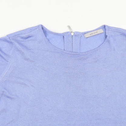 Close-up detail of Marks & Spencer women’s blue jumper, size UK 18