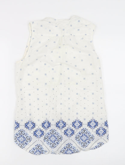 Back view of H&M women’s white basic button-up, size UK 34