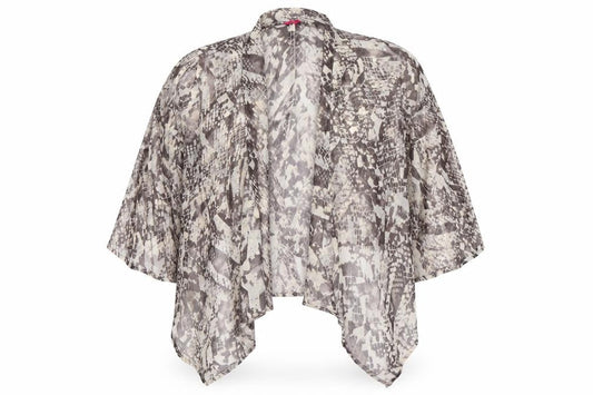 Front view of Boohoo women’s beige cardigan jumper, size UK 14
