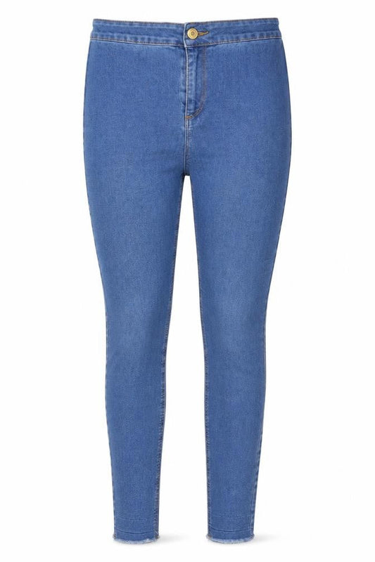 Front view of Terranova women’s blue denim skinny jeans, size UK 40, 27-inch leg