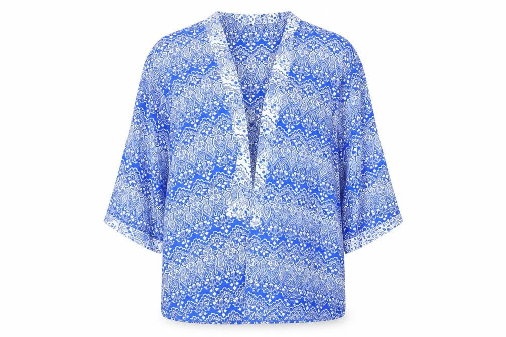 F&F Womens Blue Geometric Satin Cardigan Jumper Size 16