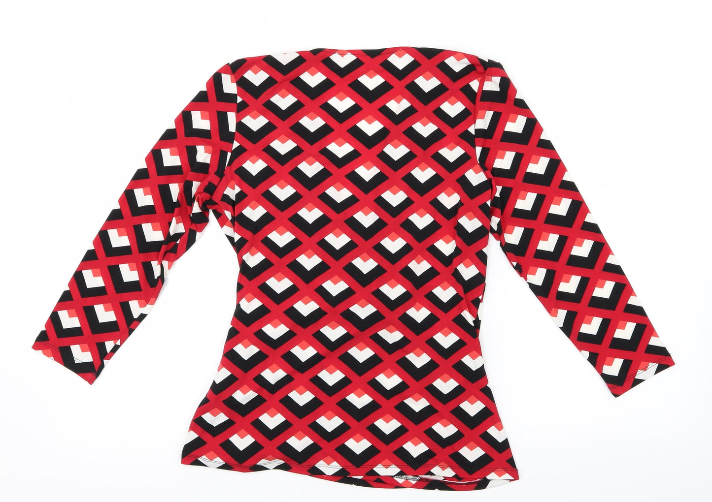 Linea Womens Red Geometric  Basic Blouse Size M