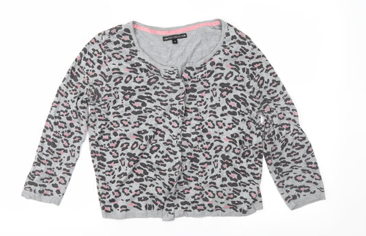 Marks and Spencer Womens Grey Animal Print Knit Cardigan Jumper Size 14