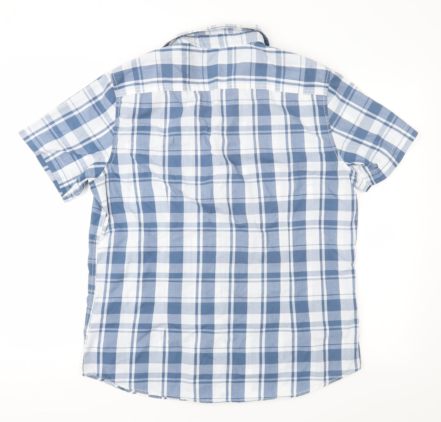 Angelo Litrico Mens Blue Check   Button-Up Size L