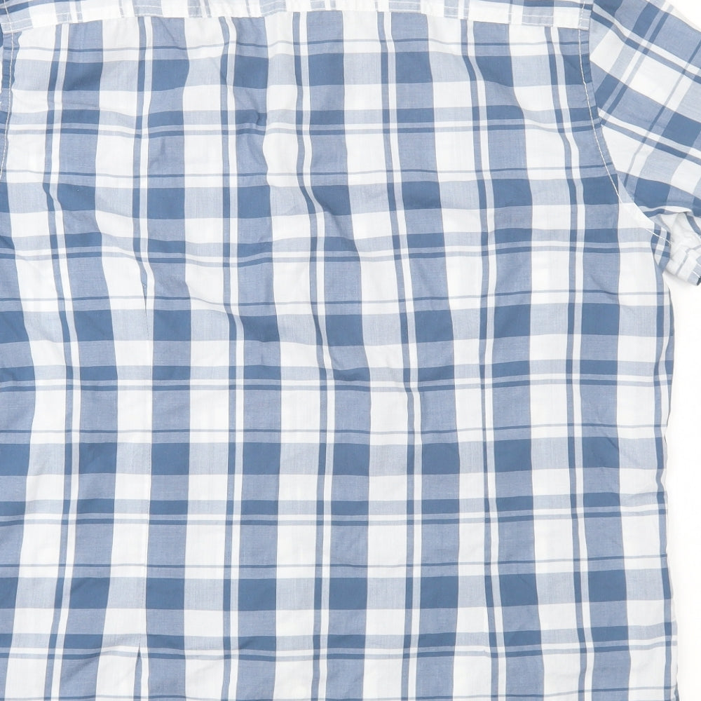 Angelo Litrico Mens Blue Check   Button-Up Size L