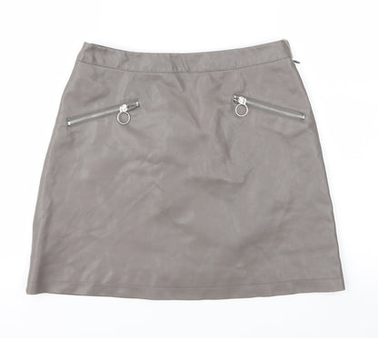 Additional front view of Primark women’s brown a-line skirt, size UK 8