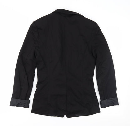 Back view of H&M women’s black jacket suit jacket, size UK 4