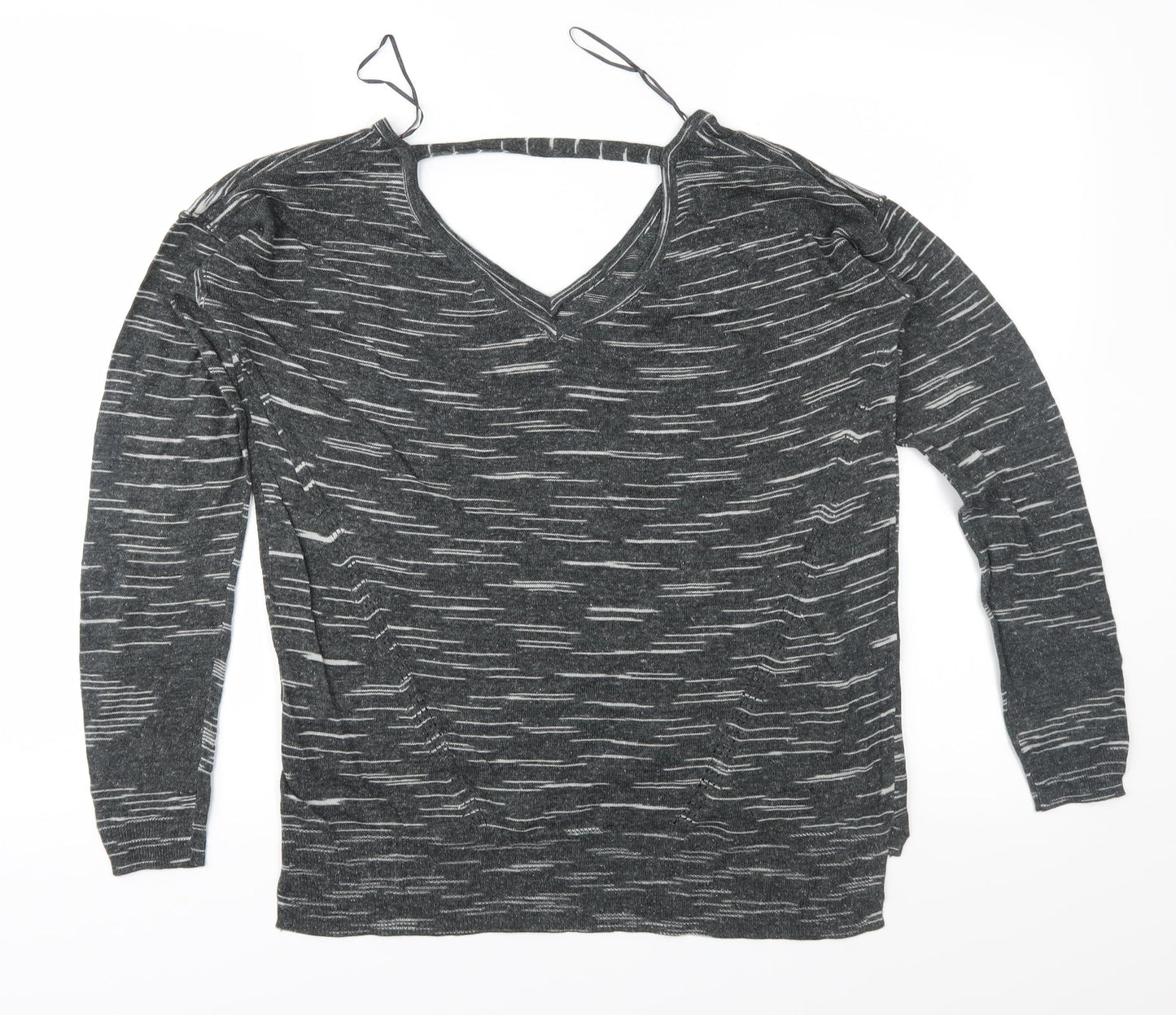 Marks and Spencer Womens Grey Geometric Knit Pullover Jumper Size M