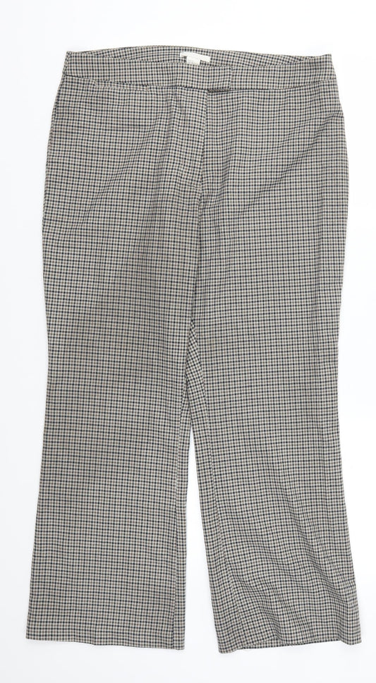 H&M Womens Brown Check  Trousers  Size 16 L25 in