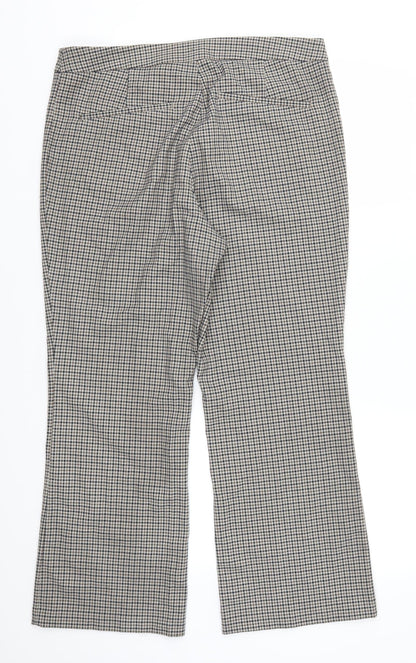 Back view of H&M women’s brown check trousers, size UK 16, 25-inch leg